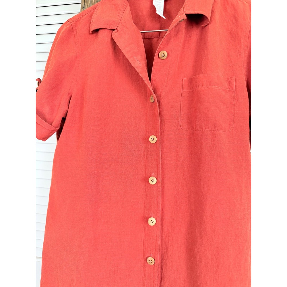 Jones New York Sport Silk Linen Shirt Dress 10 Red - Picture 5 of 10